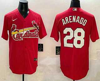 Mens St Louis Cardinals #28 Nolan Arenado Red Stitched Cool Base Nike Jersey